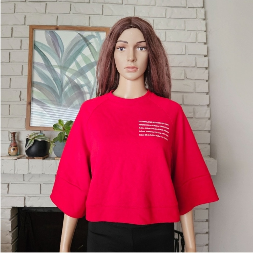 Ottod'Ame sweater top size 4 red half sleeves crop